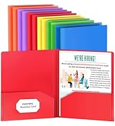 Plastic Folders with Pockets, 2 Pocket Folders Fit Letter Size Paper, Heavy Duty Paper File Folde...