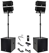 PRORECK Club 6000 15-inch 6000W P.M.P.O Stereo PA Speaker System Combo Set 4 Line Array Speakers,...