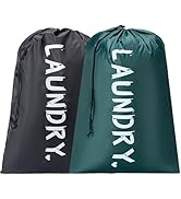 2 Pack XL Travel Laundry Bag, Machine Washable Dirty Clothes Organizer with Drawstring,Large Enou...