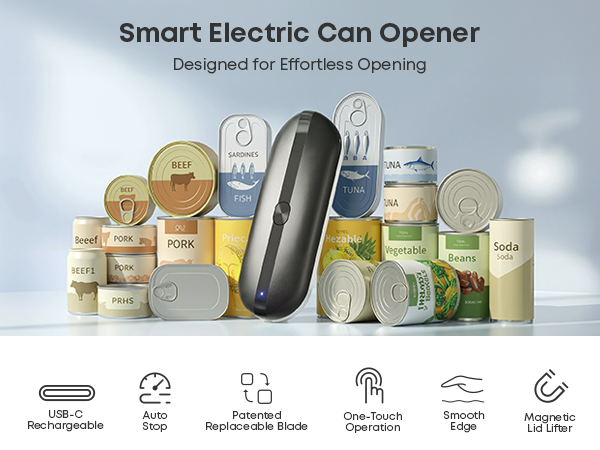 Electric Can Opener, Rechargeable Can Opener for Kitchen for Seniors with Arthritis