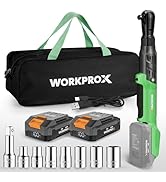 WORKPROX Electric Ratchet Wrench 1/2" Set, 20V Cordless Ratchet Wrench Kit, 74Ft-lbs, 250RPM, Bat...