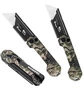WORKPRO 3-Pack Camo Folding Utility Knife Set, Pocket Knife with Quick Open Axis Lock, Compact ED...