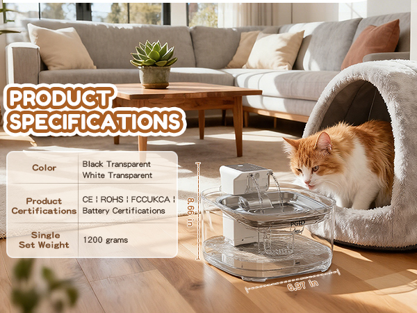 Specs: Transparent colors, safety certifications, 1.2kg weight.