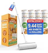 Large Floor Lint Roller with Extendable Long Handle, 9.45" Extra Wide Sticky Roller, 400 Sheets w...