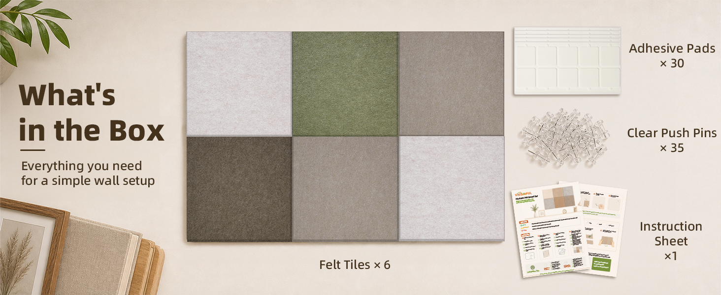 Vieshful Felt Bulletin Board Tiles