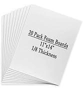 20 Pack Foam Board 11"x14" Foam Core Backing Board 1/8" Thick White Foam Boards for Projects Post...