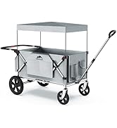 MAIZOA Foldable Wagons for Two Kids &amp; Cargo, with 5-Point Harnesses,Adjustable Push/Pull Handle, ...