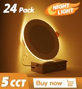 Amico 24 Pack 6 Inch 5CCT LED Recessed Ceiling Light with Night Light, 2700K/3000K/3500K/4000K/50...