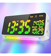 [120db Super Loud] Alarm Clocks for Bedrooms, 15 Wake Up Sounds, 7 Color Night Light, Dynamic RGB...