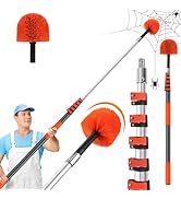 30FT Reach Cobweb Duster with Extension Pole,Spider Web Brush for Cleaning with 5-24FT Telescopin...