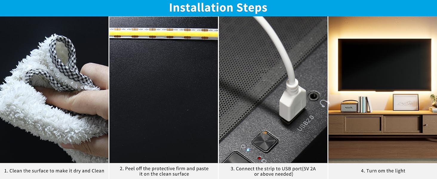GINGSOW USB COB LED Strip light