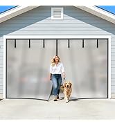 Privacy Garage Door Screen for 2 Car Garage 16x7FT, Blackout Magnetic Screen Door with Retractabl...