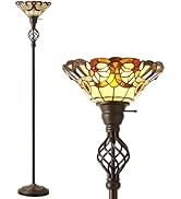 GyroVu Tiffany Floor Lamp, Torchiere Floor Lamps with Stained Glass, 71 Inch Tall Floor Standing ...