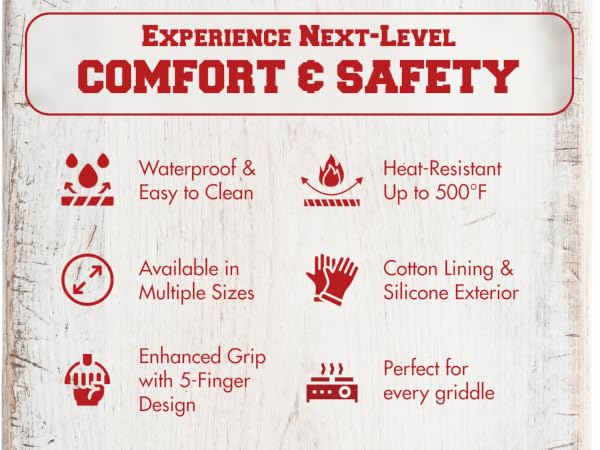 KITCHEN PERFECTION Silicone Oven &amp; Griddle Gloves -Extreme Heat Resistant BBQ