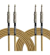 pegcabac 1/4 Inch TRS Instrument Cable 10ft 2-Pack,Straight 6.35mm Male Jack Stereo Audio Interco...
