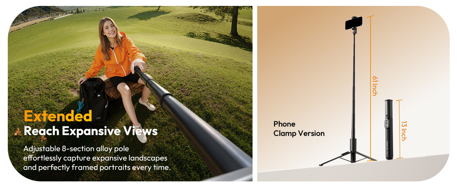 extended tripod can be used as selfie stick and standing tripod, from desktop to stable standing