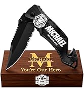 Legal Pocket Knife with 2.95” Serrated Blade, Glass Breaker, Seat Belt Cutter - EDC Sharp Folding...