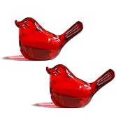 H&amp;D HYALINE &amp; DORA 3" Red Glass Bird Figurine Miniature Hand Blown Glass Birds Crystal Glass Anim...