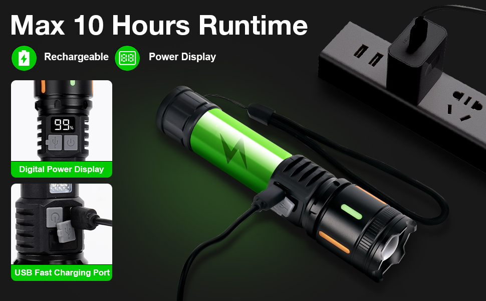 rechargeable flashlight battery powered