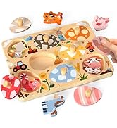 Zeoddler Wooden Puzzles for Toddlers, 8 Pcs Farm Animal Matching Egg Puzzle, Montessori Toys for ...