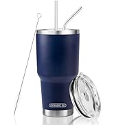30 oz Navy Tumbler Stainless Steel Double Wall Vacuum Insulated Mug with Straw and Lid, Cleaning ...