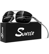 Sunier Polarized Sunglasses for Men, Premium Lightweight Al-Mg Shades with Spring Hinges 100% UV4...