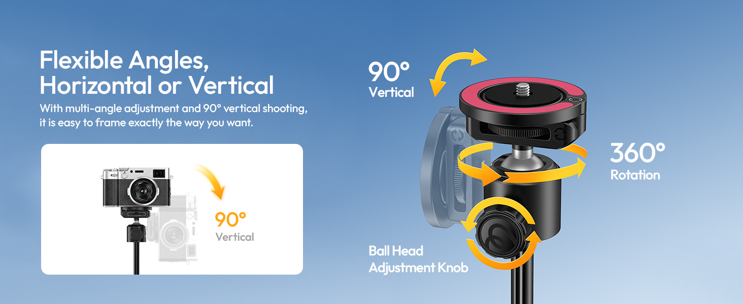 Multi angle adjustment &amp; 90° vertical shooting