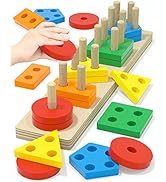 Yetonamr Montessori Toys for 1 2 3 Years Old Boys Girls, Wooden Sorting &amp; Stacking Toys for Toddl...