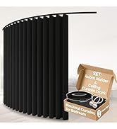 Sovtfides Blackout Curtains, Black 1 Panel W105 x L84in, with Ceiling Curtain Track Black 9.84ft,...