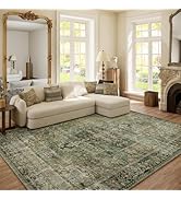 6x9 Area Rugs for Living Room: Washable Bedroom Rug Boho Vintage Rugs Stain Resistant Non Slip Lo...