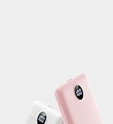 Two pink portable power banks with circular digital displays showing battery percentage. Sleek, compact design for on-the-go charging.