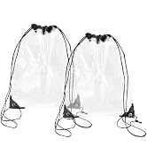 starfa lab 2 Pack Clear Drawstring Bags for Stadium Events,See Through Waterproof PVC Backpack fo...