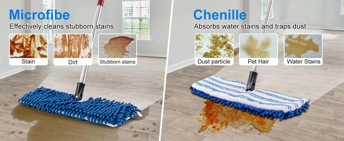 Double-sided Floor Mops for Hardwood Floor Cleaning, Flat Flip Dust Mop for Wet or Dry Use