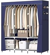 LOKEME Wardrobe Closet,Portable Closet for Bedroom Steel Pipe Diameter 19mm Strong and Sturdy Nav...