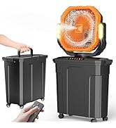 Ausic 20L 12Inch Portable Bucket Misting Fan, 30000mAh Oscillating Outdoor Fans with Water Spray ...