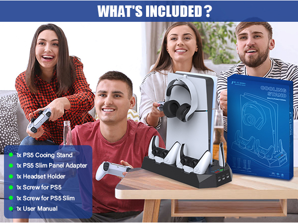 PS5 stand with cooling fan station