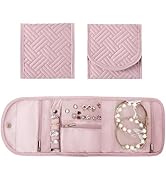 SUNRISING Travel Jewelry Organizer Case for Women, Foldable Jewelry Roll Pouch Bag with Portable ...