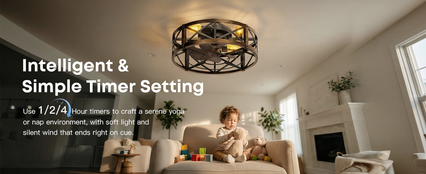 Caged Ceiling Fan with Light and Remote