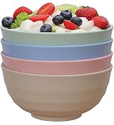 LuckyZone 60 OZ Wheat Straw Bowl Set of 4 - Large Unbreakable Cereal Bowls - Dishwasher &amp; Microwa...