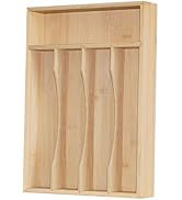 Krismax Bamboo Silverware Drawer Organizer,5 slots Wood Storage Containers, Junk Drawer Divider O...