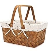 Woodchip Picnic Basket with Double Folding Handles, Hand Woven Easter Eggs and Candy Basket, Bath...
