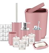 IMAVO Pink Bathroom Accessories Set,10Piece Bathroom Accessory Gift Set,Trash Can,Toothbrush Hold...
