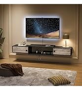 HOOBRO Floating TV Stand with Power Outlets 55", Modern Wall Mounted Media Console Shelf with Doo...