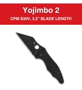 Spyderco Yojimbo 2 Specialty Tactical Knife with 3.2" CPM S30V Steel Black Wharncliffe Blade and ...