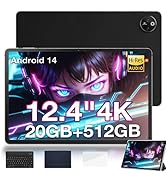 DOOGEE 12.4 Inch Tablet with Keyboard,4K Display T30 Max Tablets, 10800mAh 33W Fast,20GB RAM+512G...