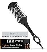 Facón Razor Comb for Hair Cutting - Professional Hair Cutting Comb Kit with 12 Replacement Blades...