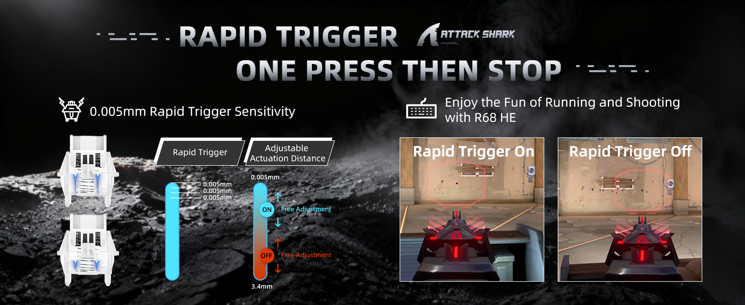 ATTACK SHARK R68 HE 60% Wired Rapid Trigger 8K Mechanical RGB Gaming Keyboard with 0.005mm Accuracy