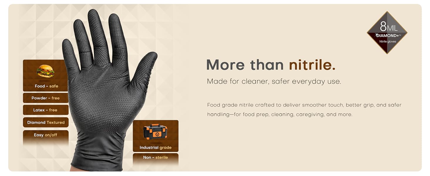 Exam-grade nitrile deliver smoother touch better grip safer handling food prep cleaning caregiving