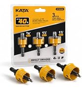 KATA 3-Piece M42 Thin Wall Hole Saw Kit Hole Saw Set for Impact Drivers | Hole Cutter Drill Bit w...