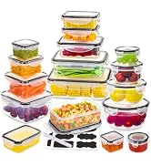 34 PCS Food Storage Containers Set with Airtight Lids (17 Lids &amp;17 Containers) - BPA-Free Plastic...